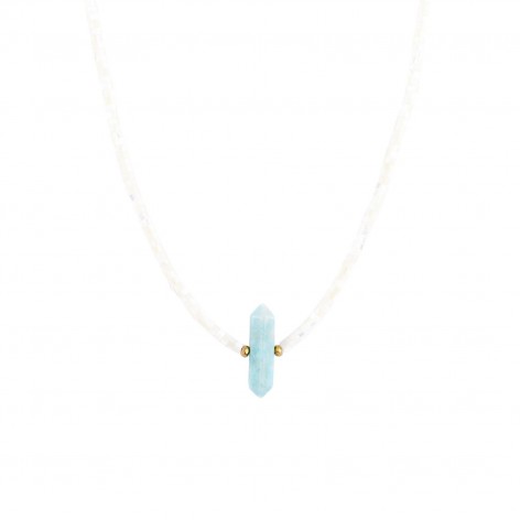 Necklace made of creamy nacre with Amazonite - 1
