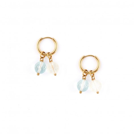 Earrings with Aquamarine and Citrine - 1