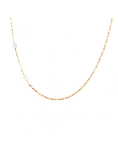 Long asymmetric necklace with Aquamarine and Citrine - 1