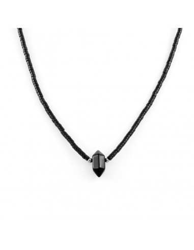 Long men's necklace with onyx and stone of success - 1