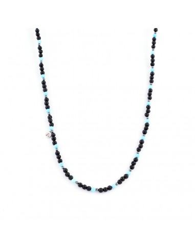 Short necklace made of lava and turquoise - 1