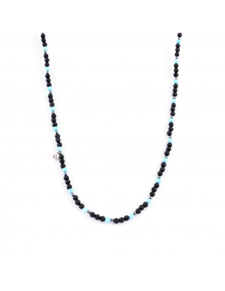 Short necklace made of lava and turquoise - 1