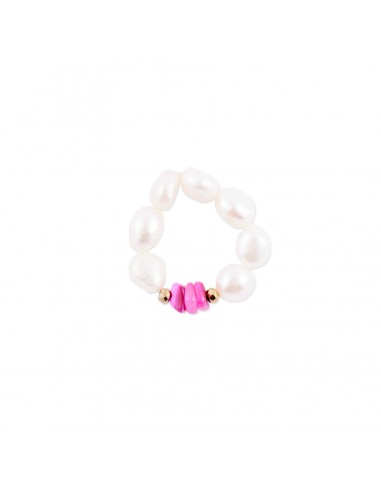 Ring made of Pearls with pink seashells - Saint-Tropez - 1