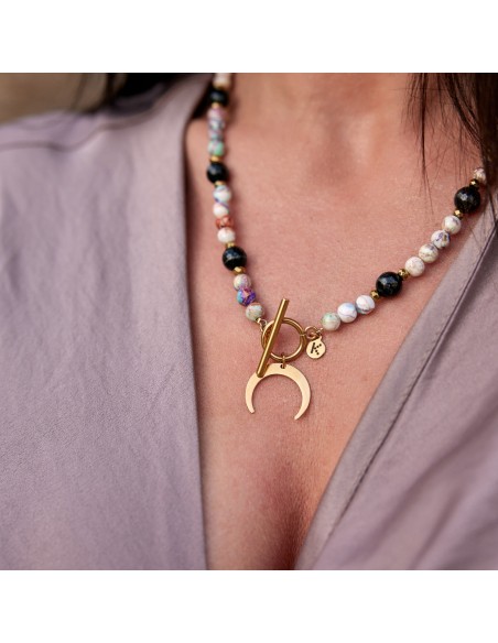 Elegent necklace with moon - Athenian marble - 4