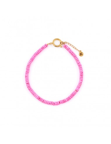 Energetic pink - ankle bracelet made of colored volcanic lava - 1
