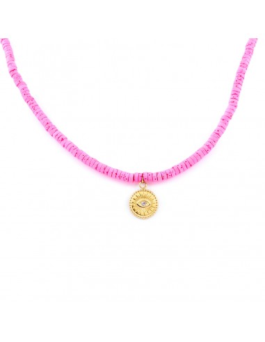 Energetic pink (choose your pendant) - necklace made of colored volcanic lava - 1