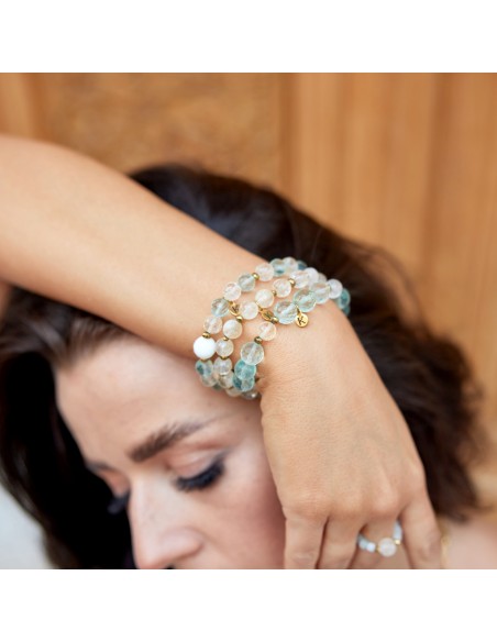 Bracelet made of aquamarine and citrine with white agate - 2