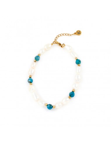 Bracelet made of river Pearls and azure Apatite - Saint-Tropez - 1
