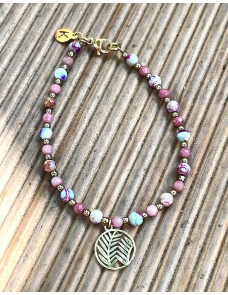 copy of Bracelet made of PINK nacre with a palm - 2