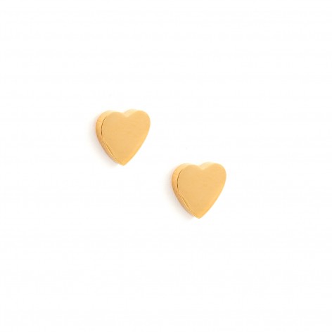 Plain heart - earrings made of gold-plated stainless steel - 1