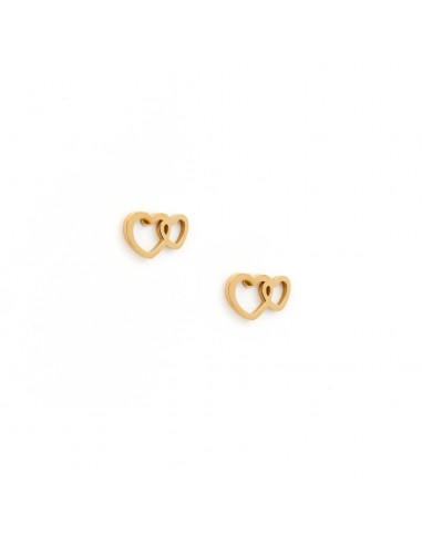 Double hearts - earrings made of gold-plated stainless steel - 1