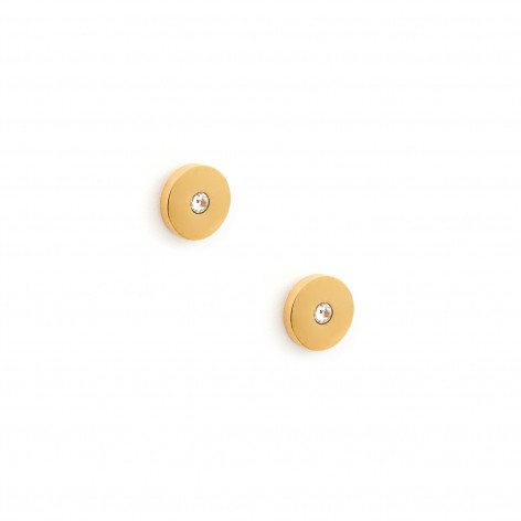 Badge with zircon - earrings made of gold-plated stainless steel - 1