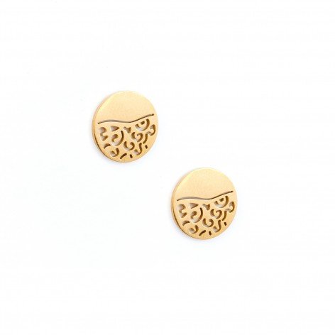 Openwork badges - earrings made of gold-plated stainless steel - 1