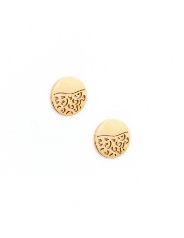 Openwork badges - earrings made of gold-plated stainless steel - 1