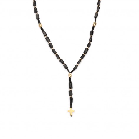 Tourmaline and Hematite (gold) - man necklace made of natural stones KULKA MAN - 1