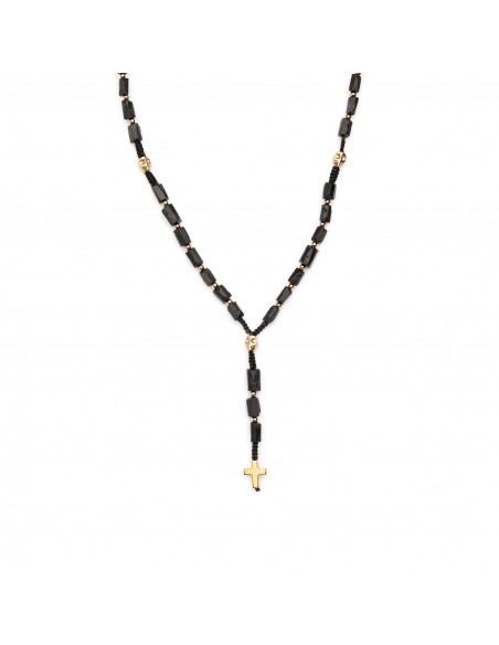 Tourmaline and Hematite (gold) - man necklace made of natural stones KULKA MAN - 1