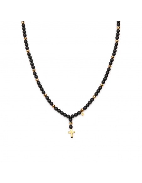 Onyx and Hematite - man necklace made of natural stones KULKA MAN - 1
