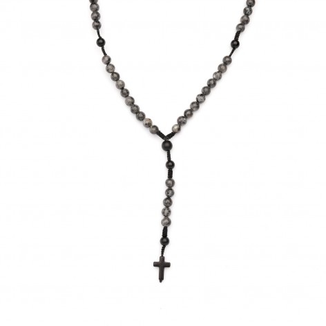 Labradorite and Onyx - man necklace made of natural stones KULKA MAN - 1