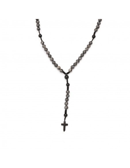Labradorite and Onyx - man necklace made of natural stones KULKA MAN - 1