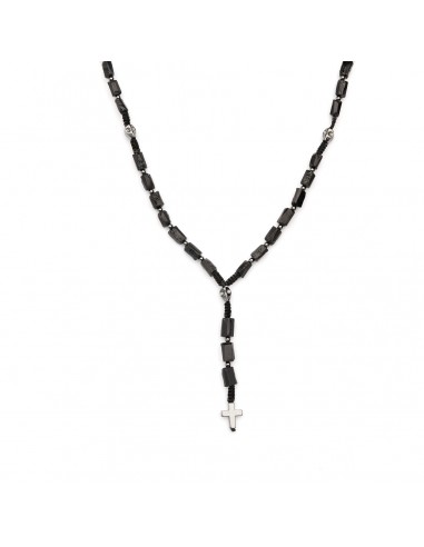 Tourmaline and Hematite (silver) - man necklace made of natural stones KULKA MAN - 1