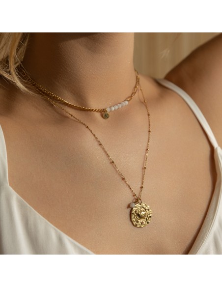 New! Gilded necklace/chain with moon stone - 2