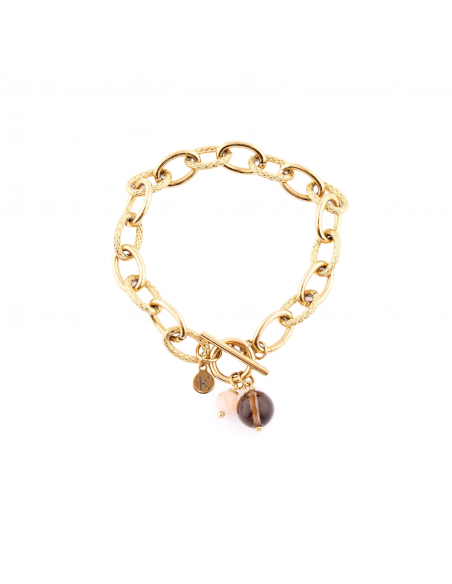 Bracelet made of decorative chain with a smoky quartz stone - 1