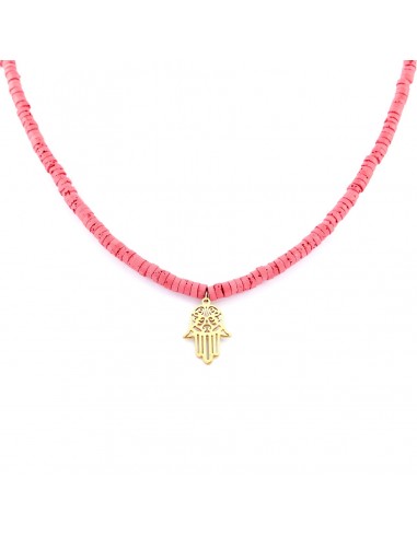Energetic pink (choose your pendant) - necklace made of colored volcanic lava - 8