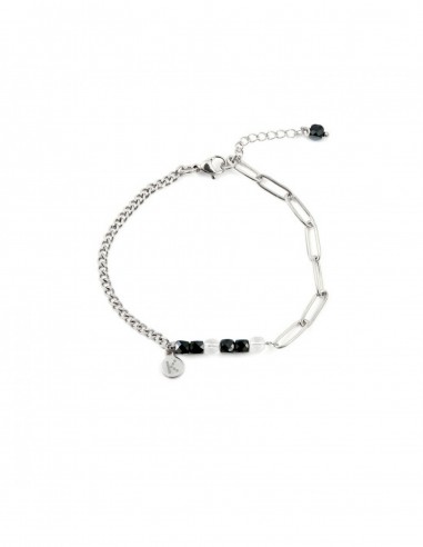 Best-selling bracelet with black Tourmaline cube and Mountain Crystal - 2