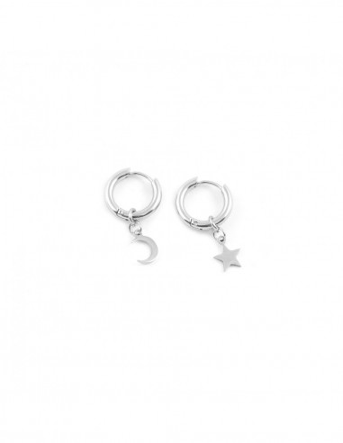 Midnight - stainless steel hoop earrings - 2
