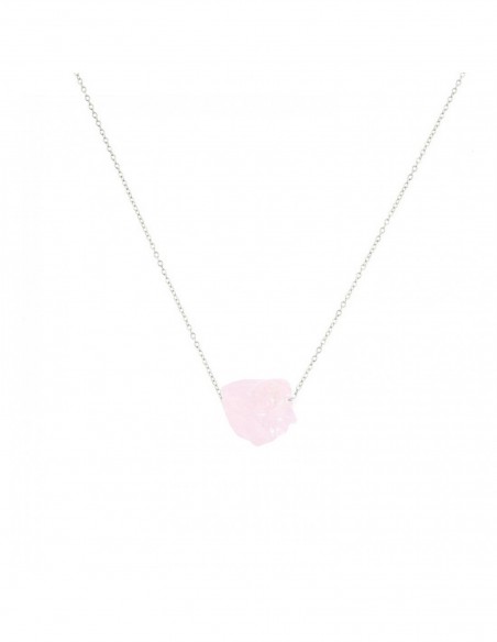 Gilded necklace with raw Rose Quartz - 2