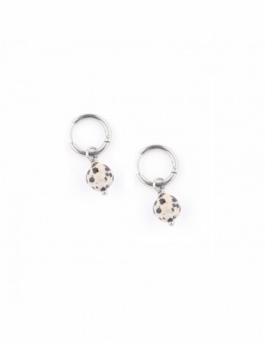 Dalmatian stone - gilded earrings made of stainless steel - 2
