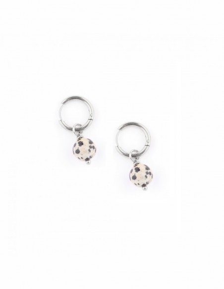Dalmatian stone - gilded earrings made of stainless steel - 2