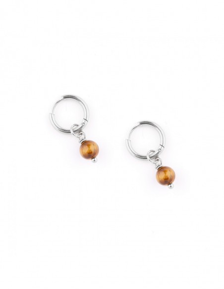 Tigers eye - earrings made of gilded stainless steel - 2