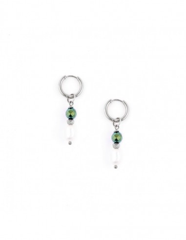 Earrings with Pearls and emerald Hematites - 2