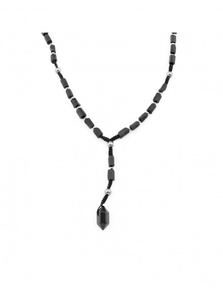 Raw block of black Tourmaline with Onyx - necklace made of natural stones - 2