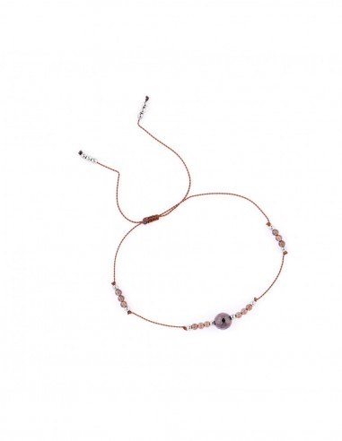 Smoky Quartz and Garnet - bracelet made of natural stones on silky thread - 2