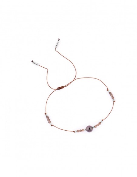 Smoky Quartz and Garnet - bracelet made of natural stones on silky thread - 2