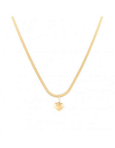 Gilded necklace flat snake with heart - 1