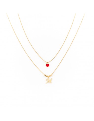 Double necklace with heart and letter - 1