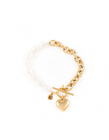 Gilded bracelet with Pearls and heart - 1