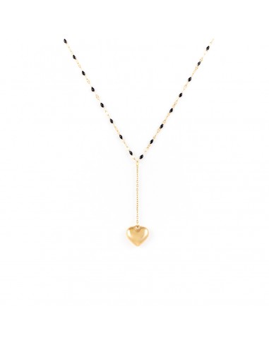 Black and gold chain with adjustment with heart and red heart (possibility of engraver) - 1