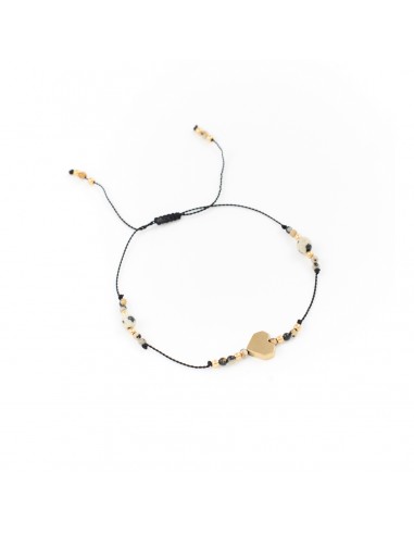 Heart with a stone of wealth - bracelet made of natural stones on a silky thread