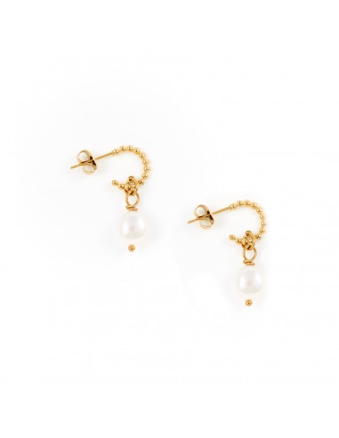 Gilded earrings semicircles with Pearl
