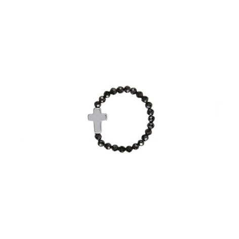 Spinel ring with silver cross