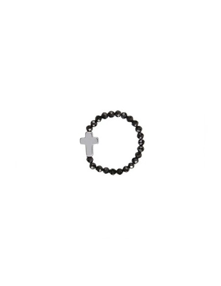 Spinel ring with silver cross