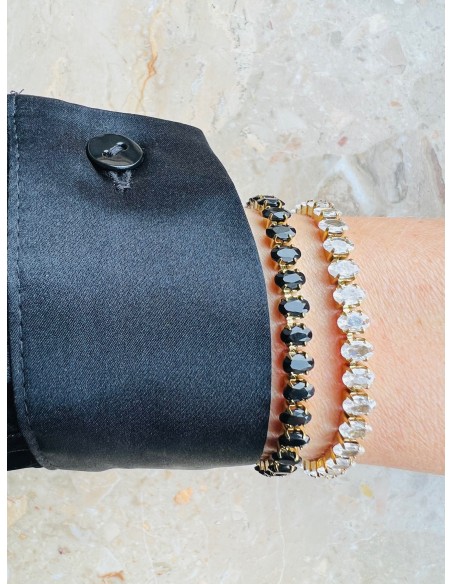 Gilded bracelet with black crystals - 2