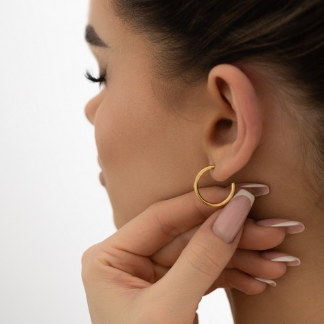 Small inflatable semicircles - earrings made of gilded stainless steel - 3
