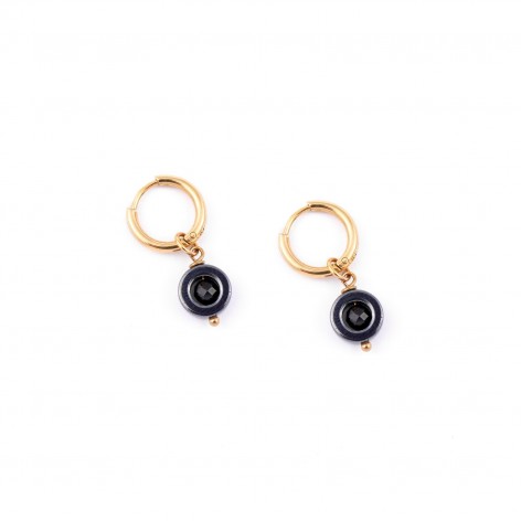 Graphite and gold circle earrings - 3