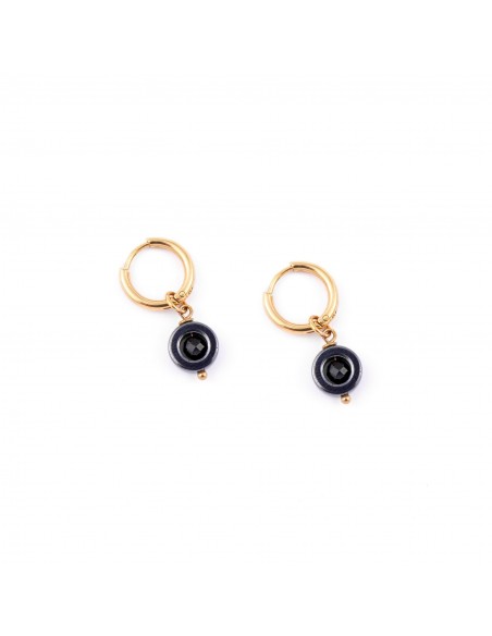 Graphite and gold circle earrings - 3