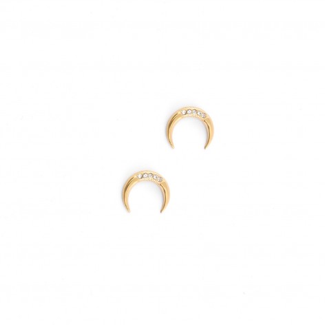 Mysterious crescent - stud earrings made of gilded stainless steel - 1